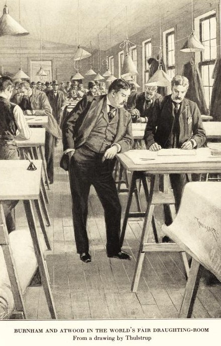 Daniel Burnham and Charles Atwood in the drafting room