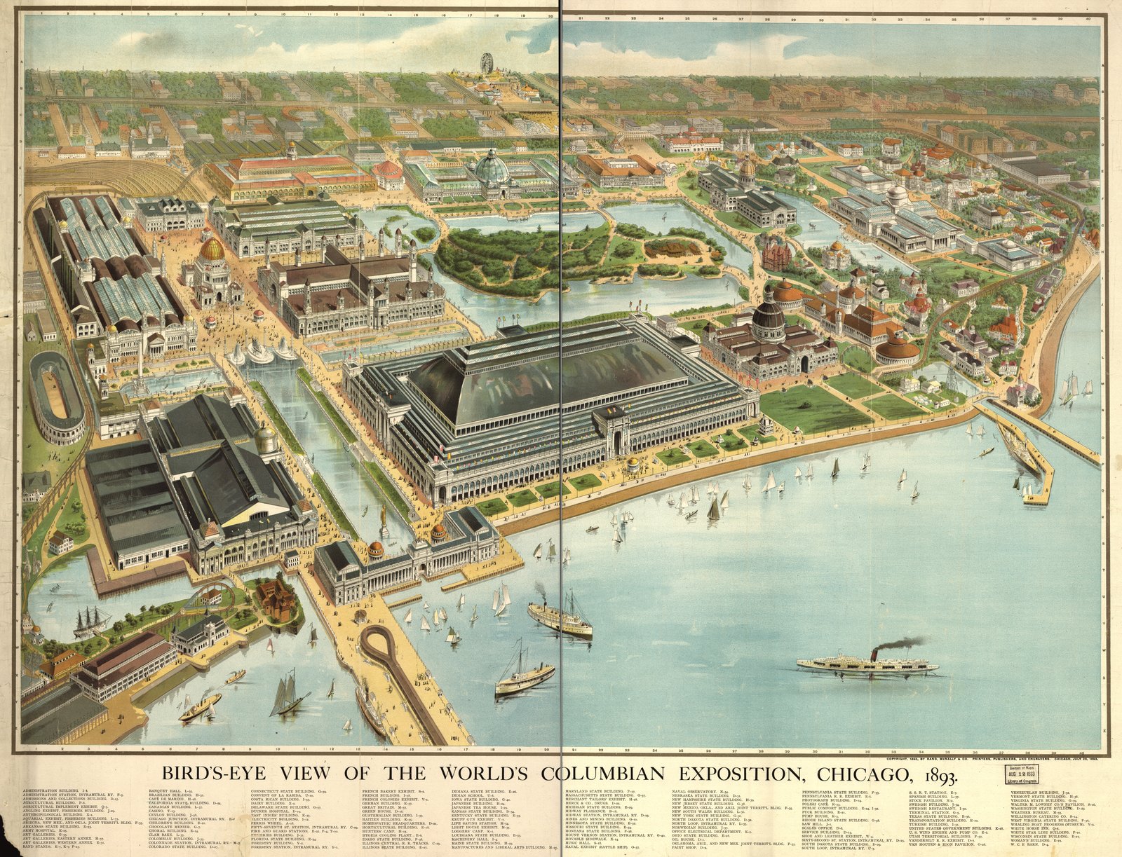 Bird's-eye view of the Columbian Exposition fairgrounds, 1893