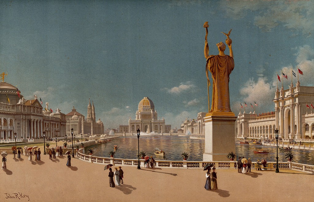 The Court of Honor seen from the Peristyle, chromolithograph